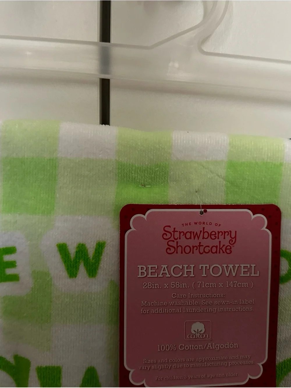 Strawberry Shortcake Green Check Beach Towel